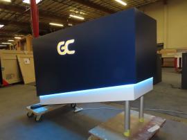 MOD-1588 Reception Counter with RGB LED Lit Plex Top, Push-thru Backlit Logo, Accent Lights, and Locking Storage -- View 2